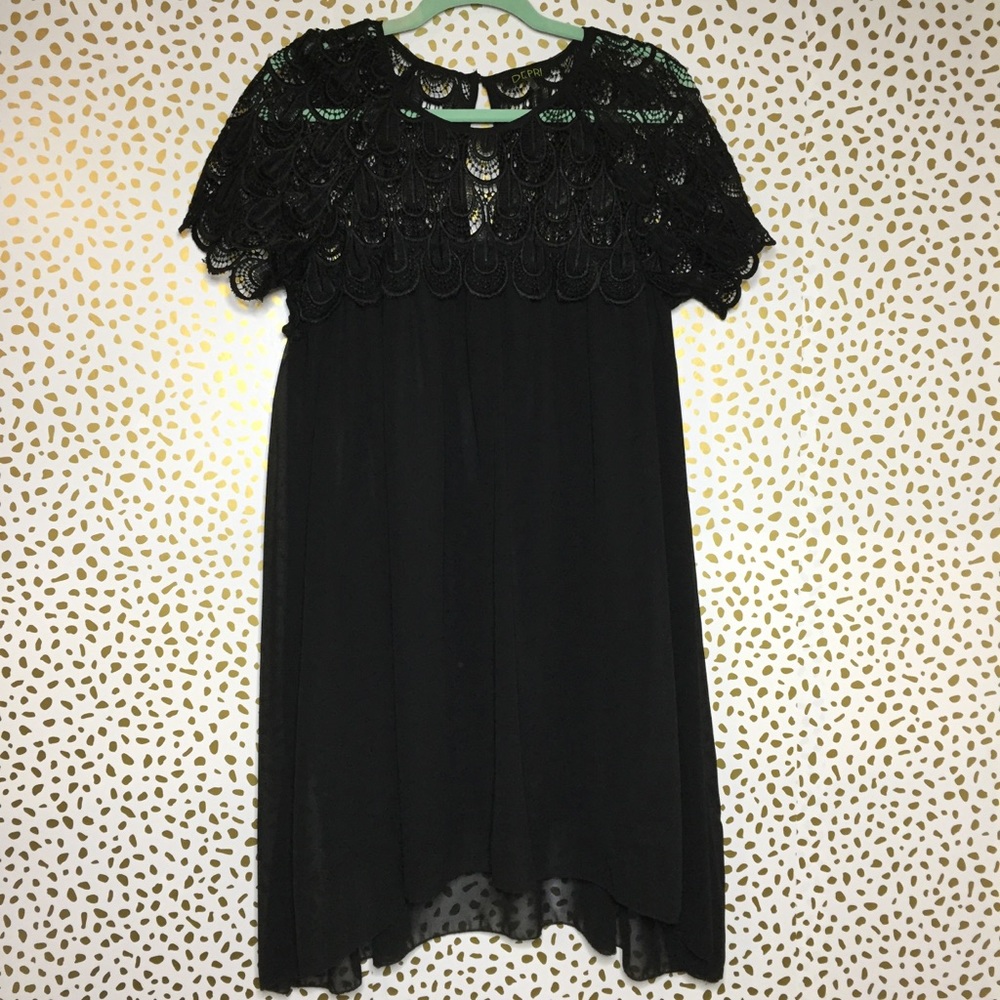 Depri Black Lace & Chiffon Cocktail Dress